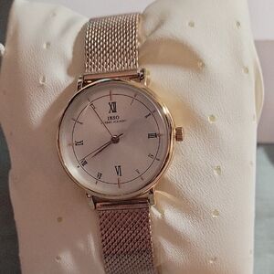 Women's Gold Mesh Watch with White Dial